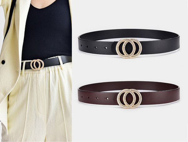 Ženski kožni remen sa ukrasnim kamenčićima