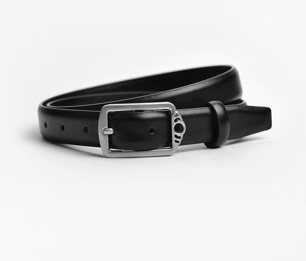 Curea de dama din piele cu catarama in negru si maro