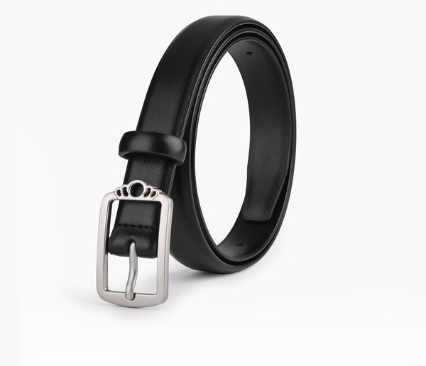 Curea de dama din piele cu catarama in negru si maro