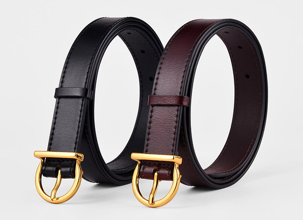 Női bőr öv sima modell csattal