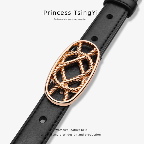 Női bőr öv arany csattal