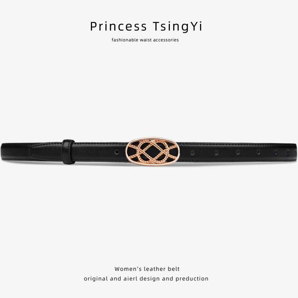 Női bőr öv arany csattal