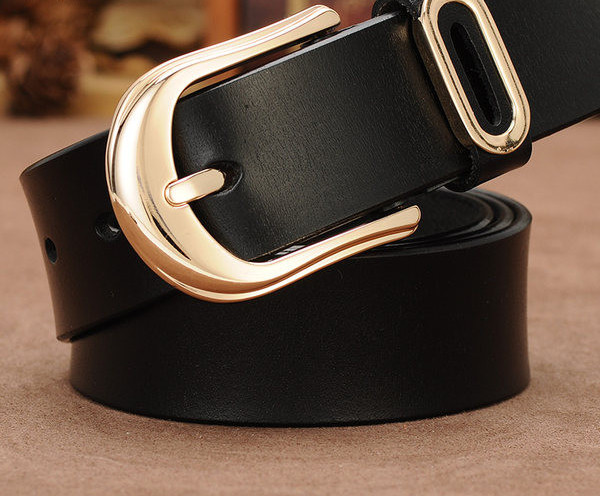 Női alkalmi bőr öv fém csattal