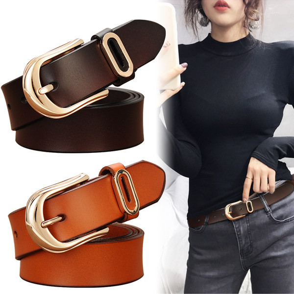 Női alkalmi bőr öv fém csattal