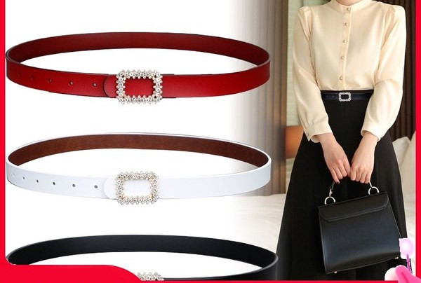 Vékony női öv csattal és díszítő kövekkel