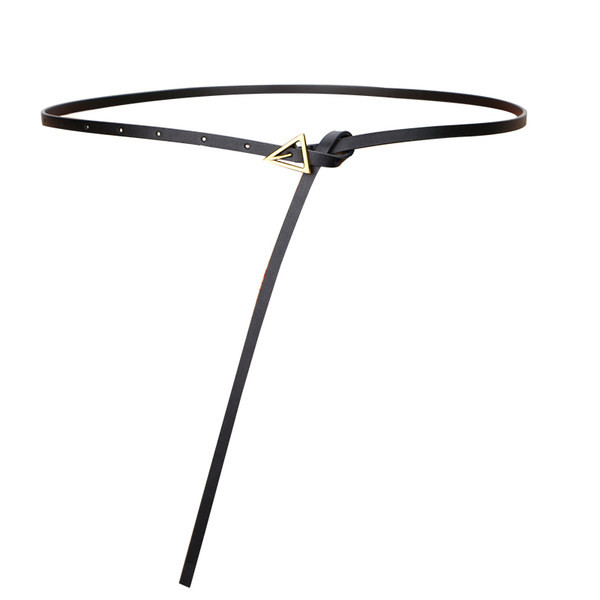 Stílusos női bőr karcsú öv háromszög alakú csattal