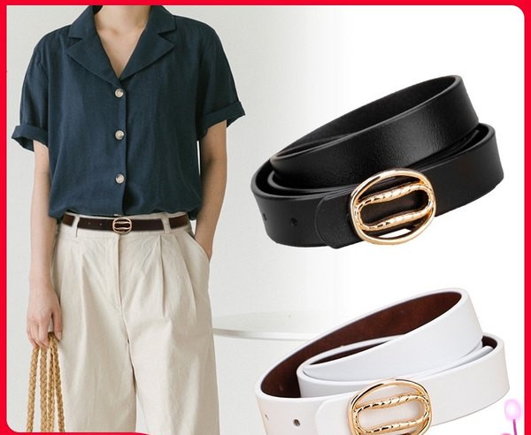 Női alkalmi bőr öv fém elemmel