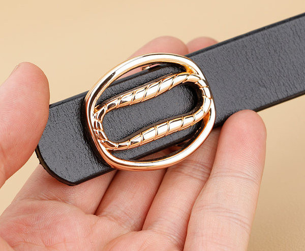 Női alkalmi bőr öv fém elemmel