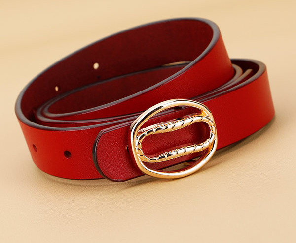 Női alkalmi bőr öv fém elemmel