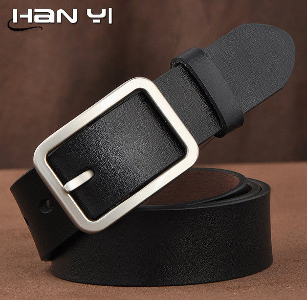 Női bőr öv négyzet alakú csattal