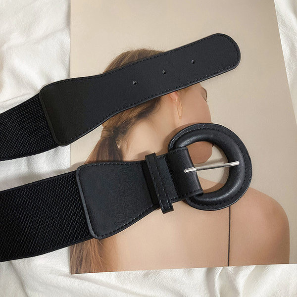 Női széles műbőr öv csattal