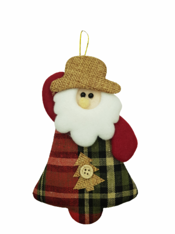 Коледна декорация Ahelos, Дядо Коледа, Текстилен , Многоцветен, 14 см