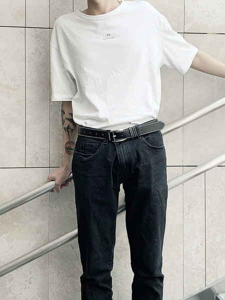 Fekete férfi eco bőr öv csattal