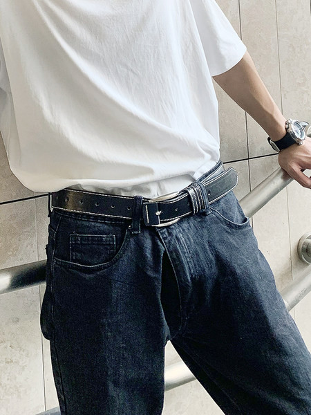 Fekete férfi eco bőr öv csattal