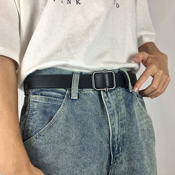 Vīriešu ikdienas ādas josta ar kvadrātveida sprādzi vīriešiem