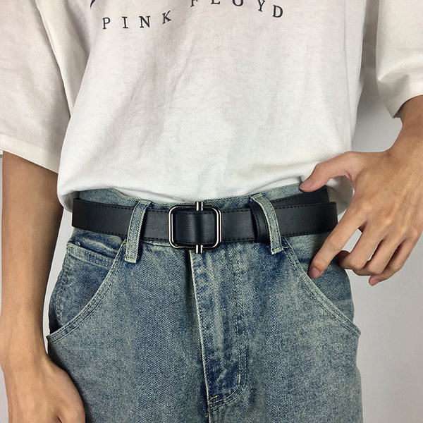 Vīriešu ikdienas ādas josta ar kvadrātveida sprādzi vīriešiem