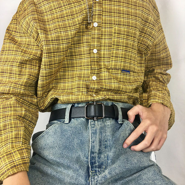 Vīriešu ikdienas ādas josta ar kvadrātveida sprādzi vīriešiem