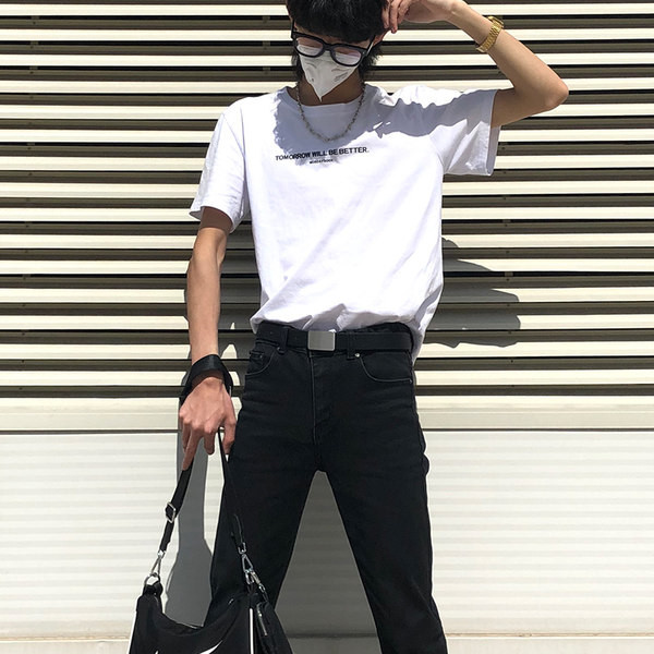 Férfi öv téglalap alakú csattal - fekete színben