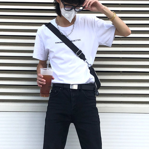 Férfi öv téglalap alakú csattal - fekete színben