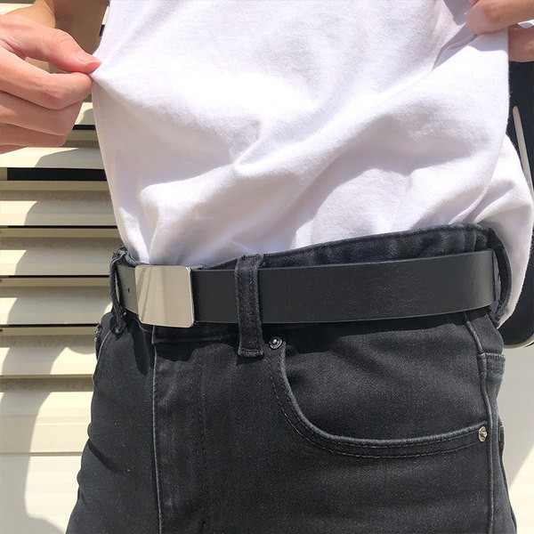 Férfi öv téglalap alakú csattal - fekete színben