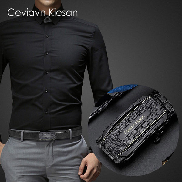 Férfi öv dombornyomott bőrrel és csattal