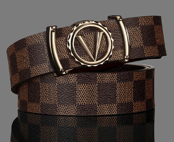 Мъжки кожен колан с метално закопчаване два цвята 