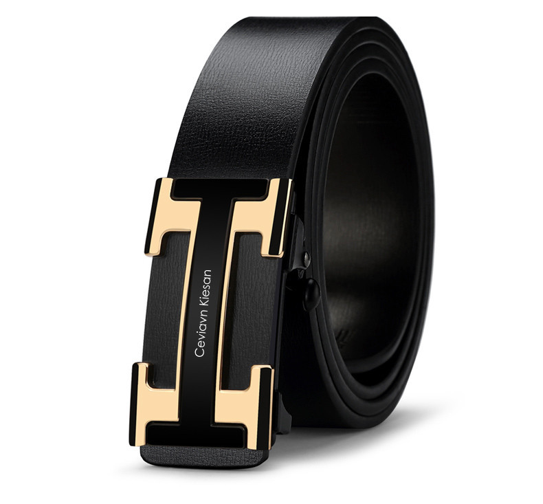 Curea bărbătească elegantă cu cataramă și inscripție