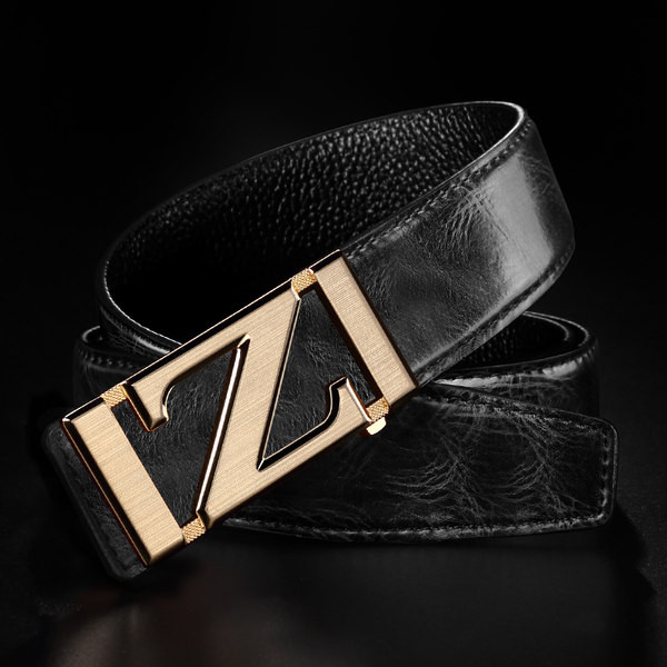 Кожен мъжки колан с метална декорация 