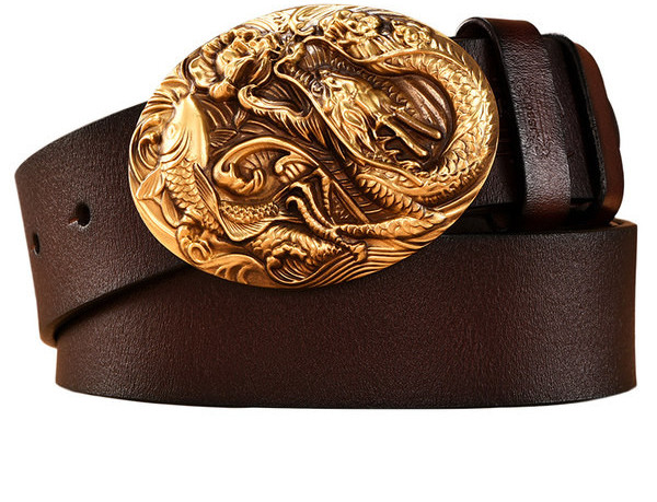 Ανδρική έκο δερμάτινη ζώνη με χρυσή αγκράφα