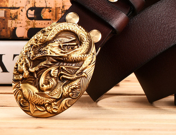 Ανδρική έκο δερμάτινη ζώνη με χρυσή αγκράφα