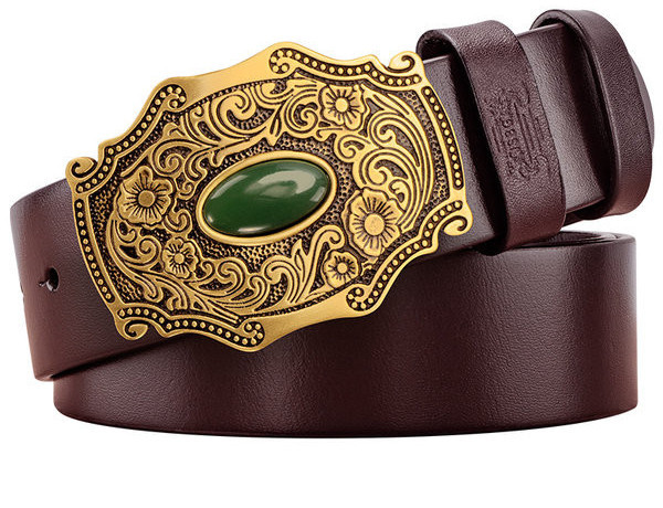 Curea bărbătească din piele artificială cu cataramă aurie