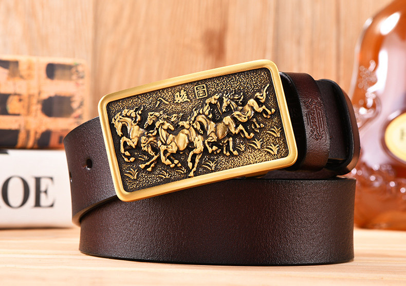 Modern férfi ekobőr öv fém díszítéssel