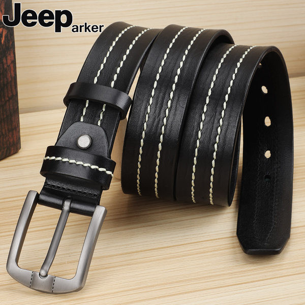 Férfi bőr alkalmi öv fém csattal