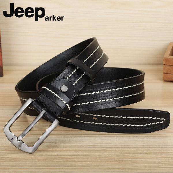 Férfi bőr alkalmi öv fém csattal