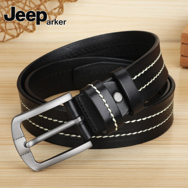 Férfi bőr alkalmi öv fém csattal