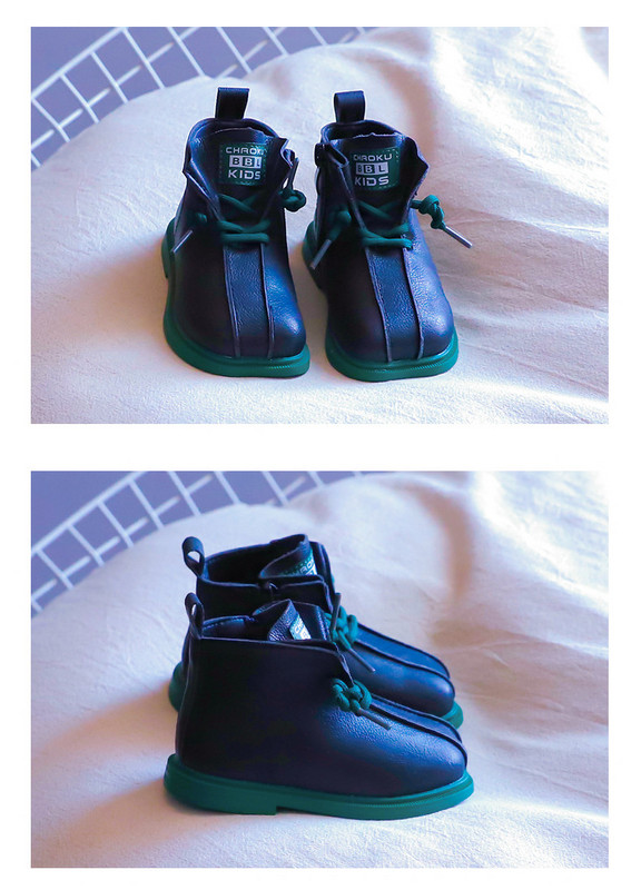 Παιδικά μποτάκια από οικολογικό δέρμα με επιγραφή και κορδόνια