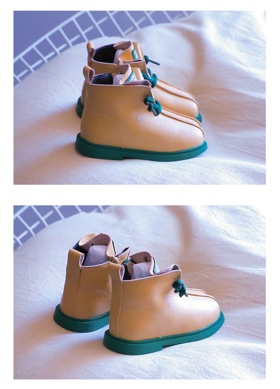 Παιδικά μποτάκια από οικολογικό δέρμα με επιγραφή και κορδόνια