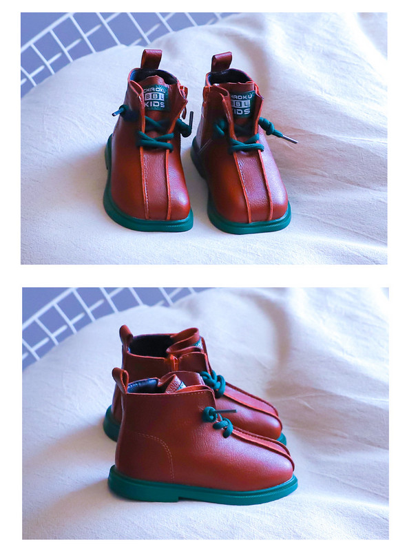 Παιδικά μποτάκια από οικολογικό δέρμα με επιγραφή και κορδόνια