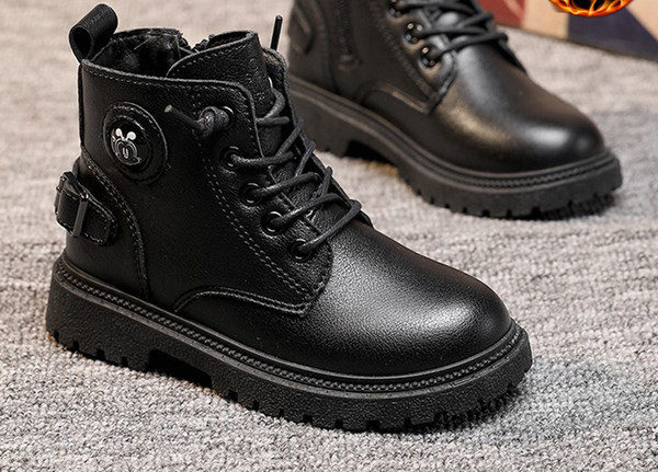 Νέο μοντέλο παιδικές έκο  δερμάτινες μπότες με κορδόνια