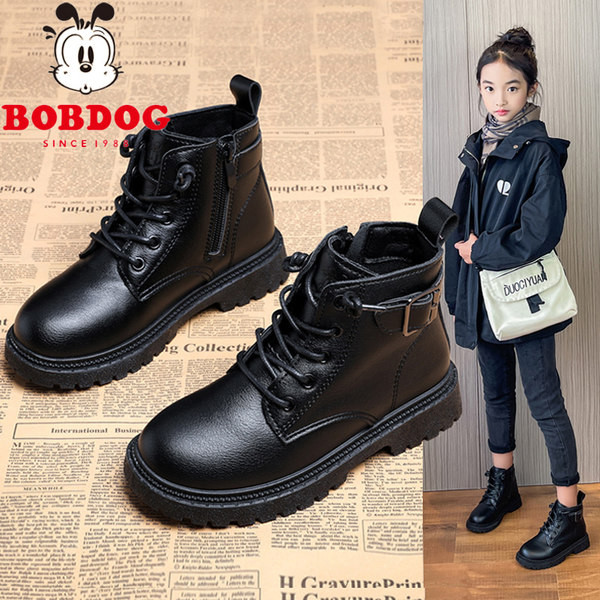 Νέο μοντέλο παιδικές έκο δερμάτινες μπότες με αγκράφα σε μαύρο χρώμα