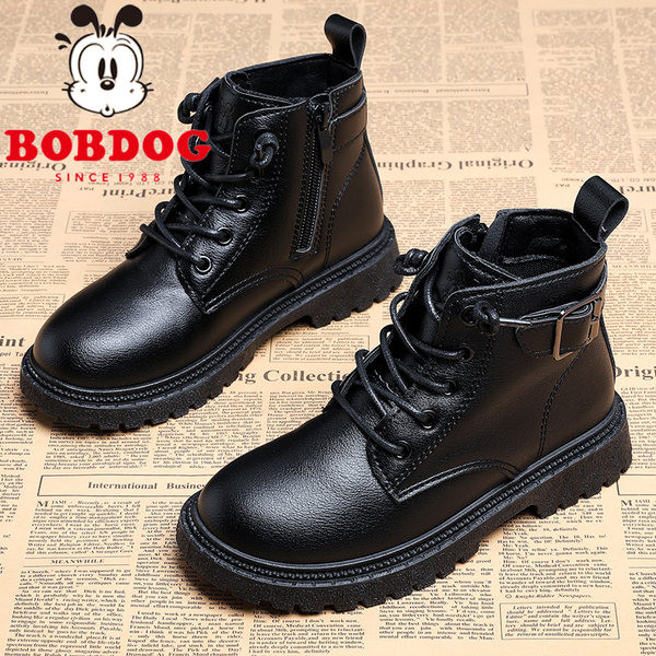 Νέο μοντέλο παιδικές έκο δερμάτινες μπότες με αγκράφα σε μαύρο χρώμα