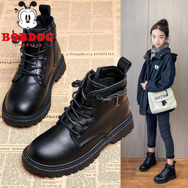 Νέο μοντέλο παιδικές έκο δερμάτινες μπότες με αγκράφα σε μαύρο χρώμα