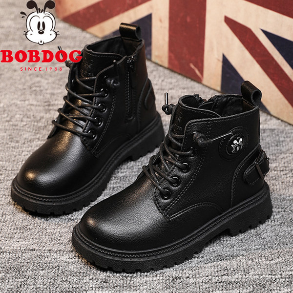 Cizme copii din piele ecologica - culoare neagra