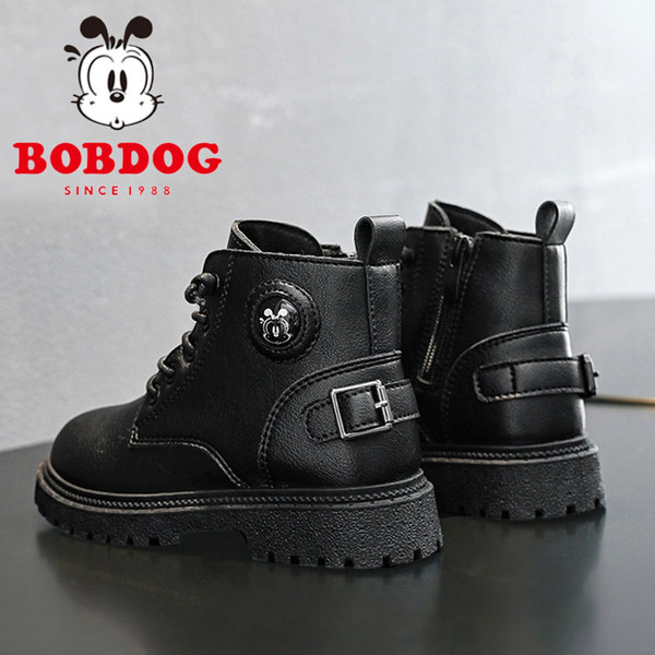 Cizme copii din piele ecologica - culoare neagra