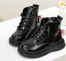 Cizme copii din piele ecologica de culoare neagra - doua modele