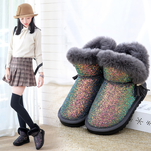 Fényes elemekkel ellátott téli gyerekcsizma lányoknak