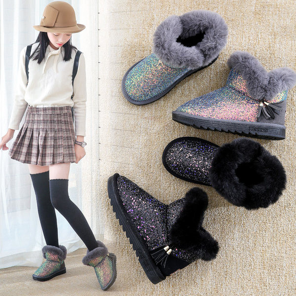 Fényes elemekkel ellátott téli gyerekcsizma lányoknak