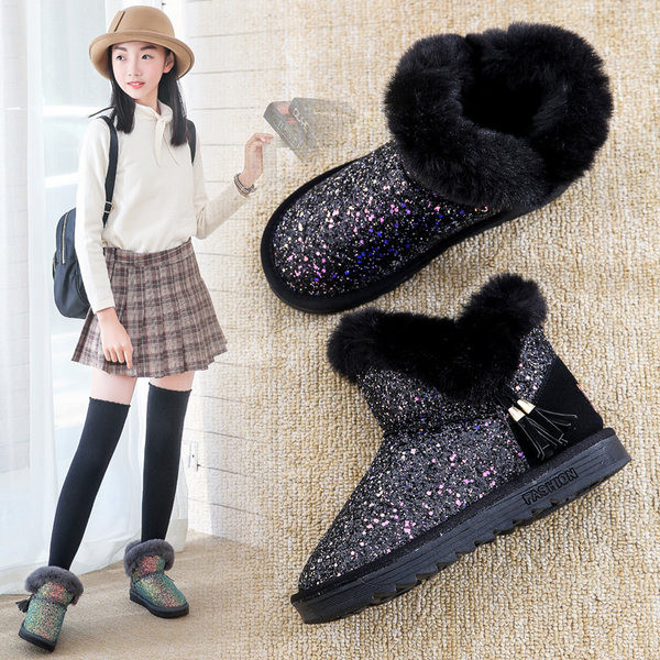 Fényes elemekkel ellátott téli gyerekcsizma lányoknak