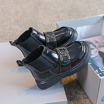 Cizme copii din piele cu talpa plate