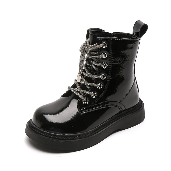 Παιδικά κομψά μποτάκια λουστρίνι για κορίτσια με φερμουάρ